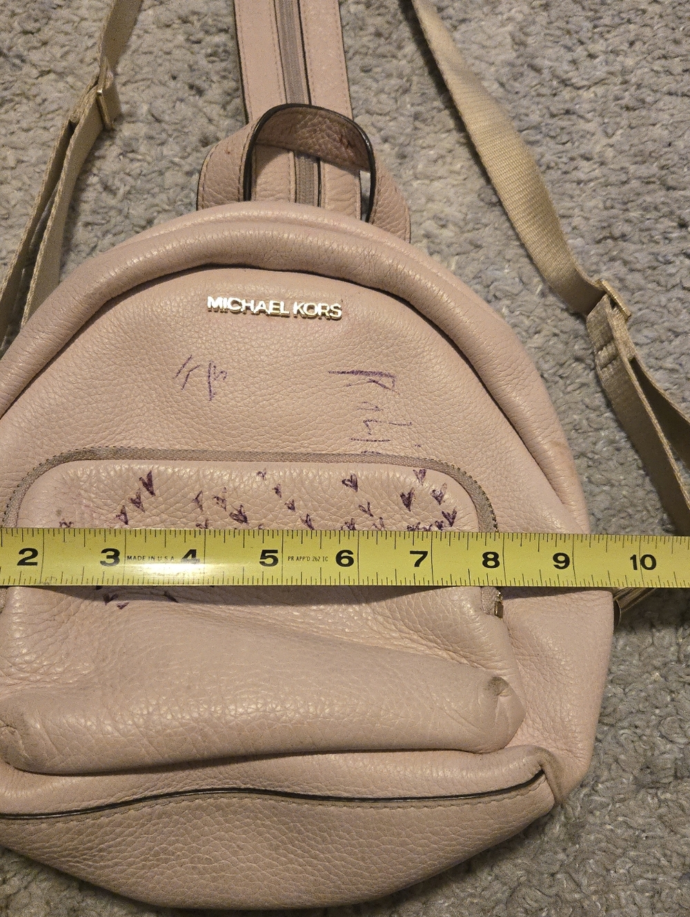 Michael Kors Abbey XS Pebble Leather Studded Sling Backpack - Blush Pink - Picture 8 of 12